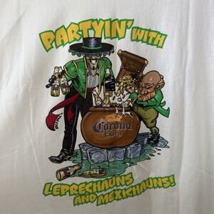 Corona Extra T-Shirt Partying With Leprechauns And Mexicauns St. Pattys Day Beer